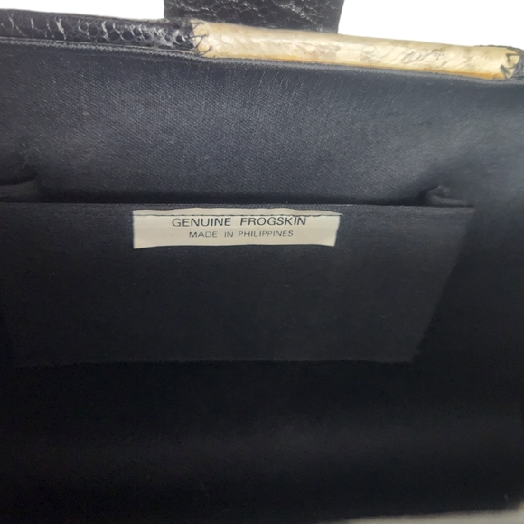 Vintage Genuine Frogskin Leather Hardshell Patchwork Shoulder Bag Purse - Picture 5 of 10